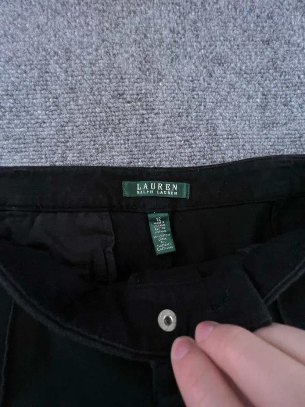 Lauren Ralph Lauren Pants Womens Size 12 Black Cotton Stretch Straight Cut Capri